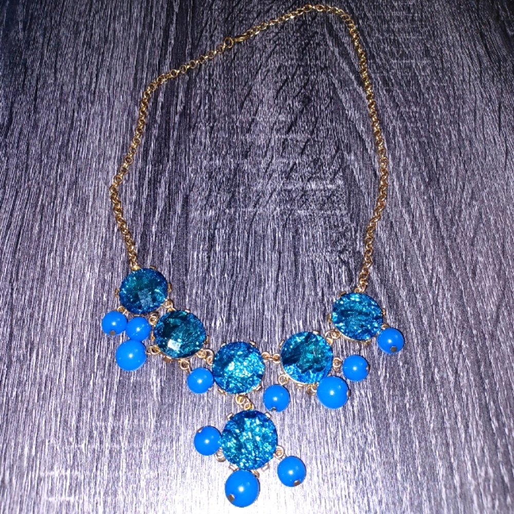 Beautiful Blue Beaded Statement Necklace